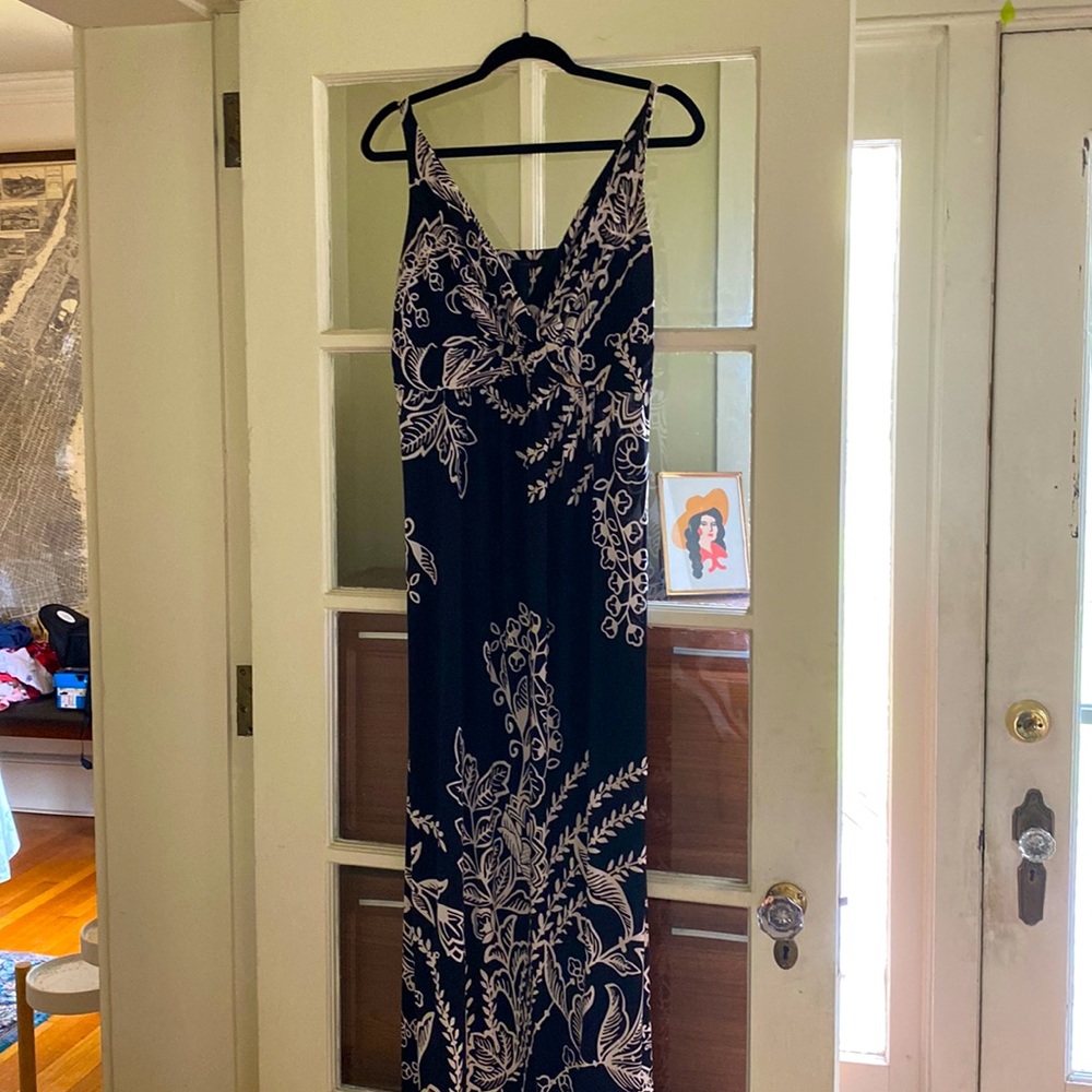 Black with cream floral print maxi dress from Soma